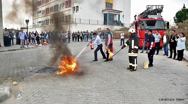 Biga&#039;da yangın tatbikatı
