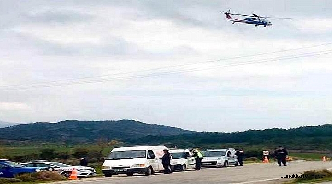 Çanakkale&#039;de helikopter ile trafik denetimi