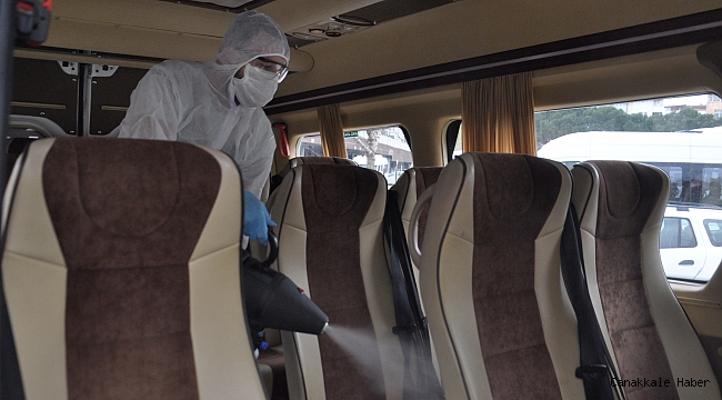 Köy minibüsleri ve öğrenci servisleri ilaçlandı