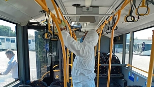 Otobüslerde dezenfeksiyon çalışmaları aralıksız sürüyor
