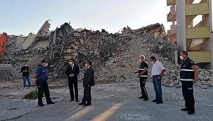 Çan'da yıkılan hükümet binası denetlendi