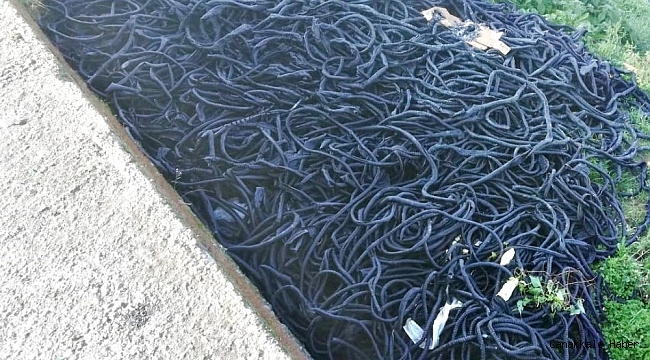 2 ton atık lastik ele geçirildi