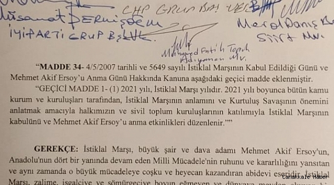 2021 yılı İstiklal Marşı yılı olarak kabul edildi