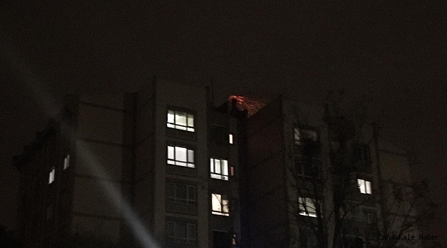 9 katlı binanın bacasında çıkan yangın paniğe neden oldu