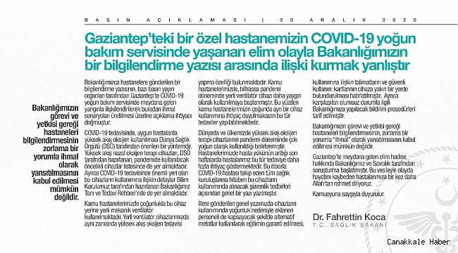 Bakan Koca&#039;dan Gaziantep&#039;te hastanedeki patlamayla ilgili açıklama