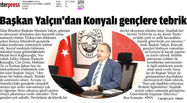 Başkan Yalçın&#039;ın &#039;Uzay sohbeti&#039; Konya&#039;da da yankı buldu