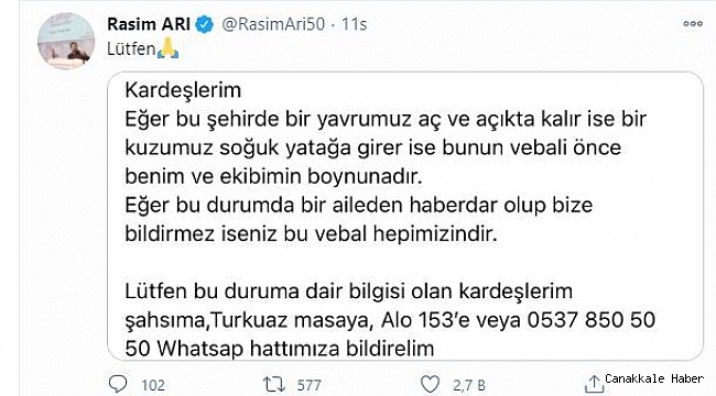 Belediye Başkanı Arı&#039;dan yürekleri ısıtacak mesaj