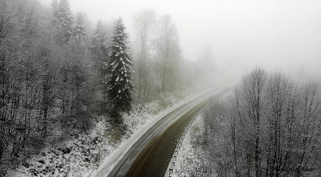 Beyaza bürünen Kartepe&#039;nin yüksek bölgeleri havadan görüntülendi
