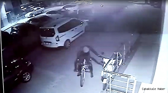 Bisikletle gelen hırsız motosikletle gitti