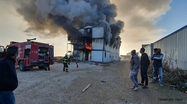 Burdur'da işçilerin kaldığı konteynırda yangın çıktı