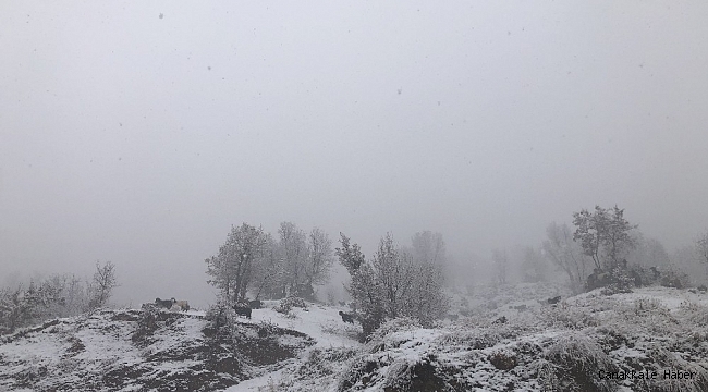 Dağda kar yağışına yakalanan çoban, keçileriyle mahsur kaldı