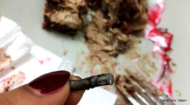 Doğum günü pastasından demir parçası çıktı
