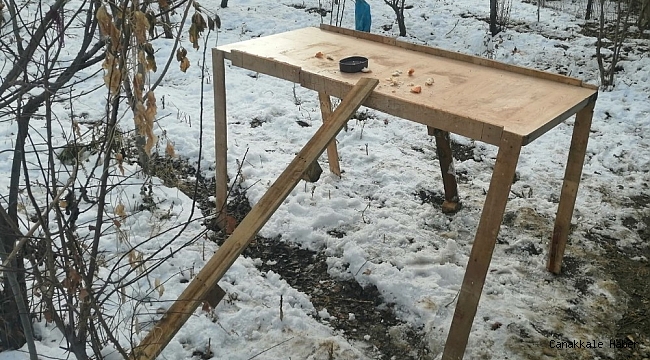 Duyarlı vatandaştan kuşlar için ahşaptan yemlik