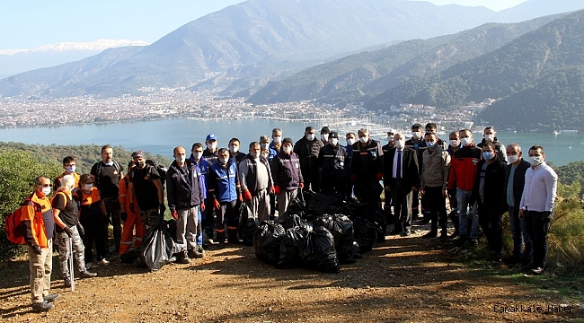 Fethiye'de 3 saatte, 5 ton çöp toplandı