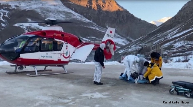 Kalp krizi geçiren kadının imdadına helikopter yetişti