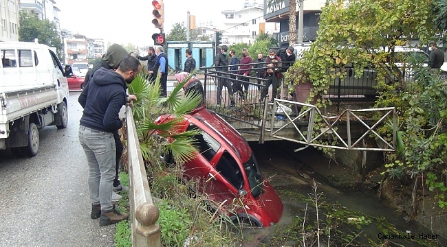 Kanala uçan otomobilden burnu bile kanamadan çıktı