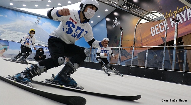 Kar olmasa da kayak yapabiliyorlar