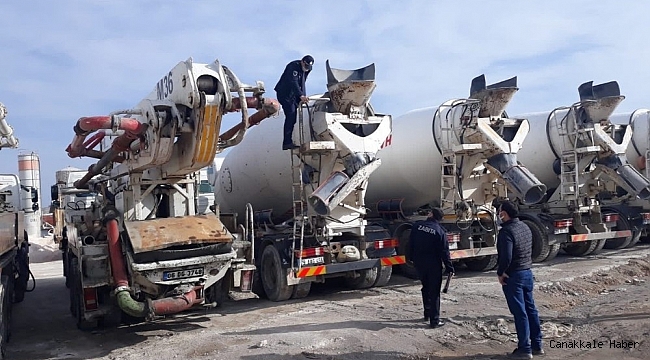 Kilis&#039;te beton mikserleri denetlendi