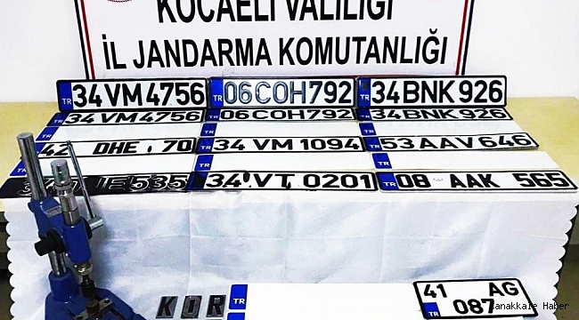 Kocaeli'de konteynerde sahte plaka basanlara operasyon: 2 gözaltı