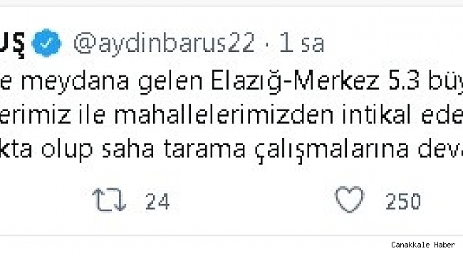 Malatya Valisi Baruş: &quot;Depremle ilgili olumsuzluk yok&quot;