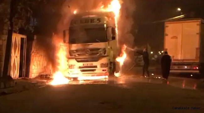 Mardin'de park halindeki tırda çıkan yangın korkuttu