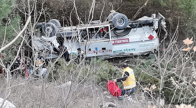 Mazot yüklü tanker şarampole uçtu, faciadan dönüldü