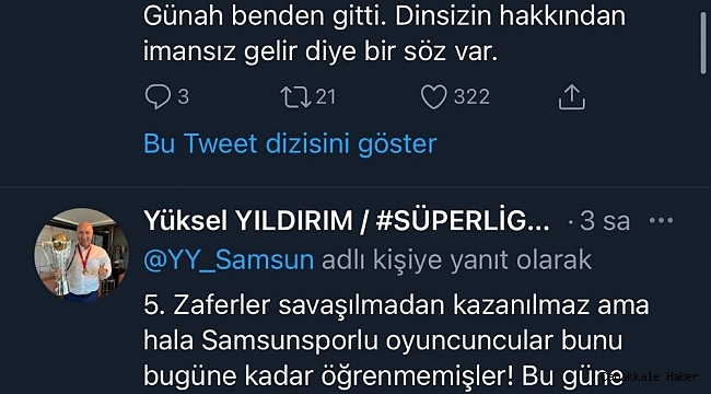 Samsunspor Başkanı Yıldırım&#039;dan futbolculara sert mesajlar