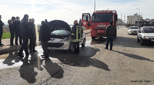 Seyir halindeki otomobil yandı