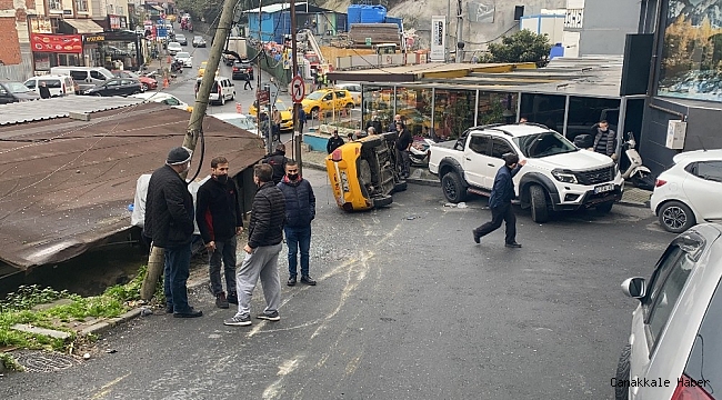 Şişli&#039;de takla atan taksi 30 metre sürüklendi