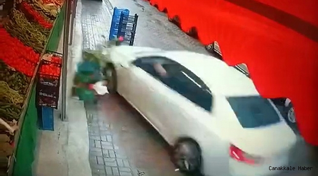 Sürücü markete daldı, o anlar kamerada