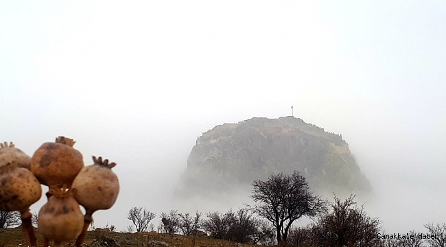 Tarihi Karahisar Kalesi sis altındaki görüntüsü ile büyüledi