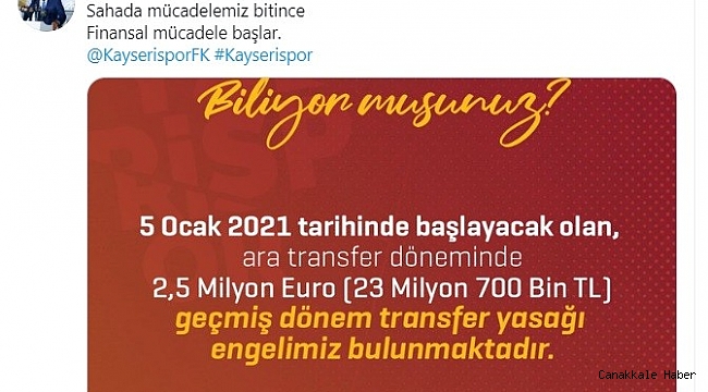 Tokgöz: &quot;Kayserispor&#039;un transfer yasağı bulunuyor&quot;