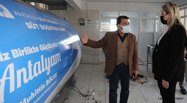 Büyükşehir Manavgat&#039;ta süt üreticilerine süt tankı desteği verdi