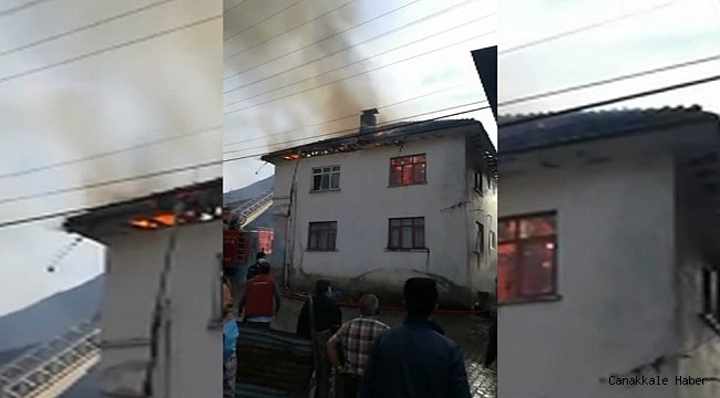 Ev yangınında mutfak tüpü bomba gibi patladı