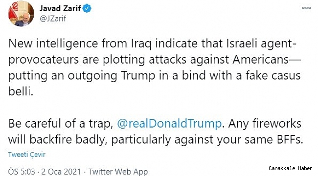 İran'dan Trump'a "İsrailli provokatör ajanlar saldırı planlıyor" uyarısı