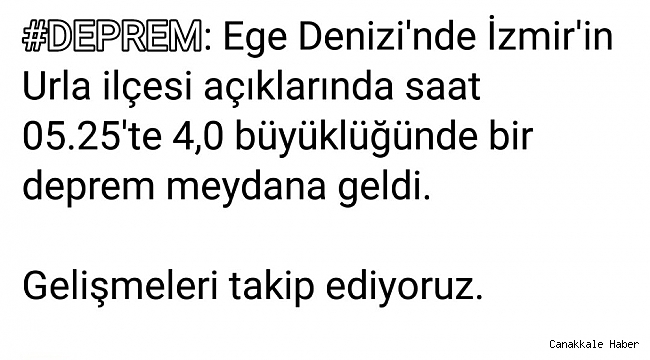 İzmir&#039;de 4 büyüklüğünde deprem