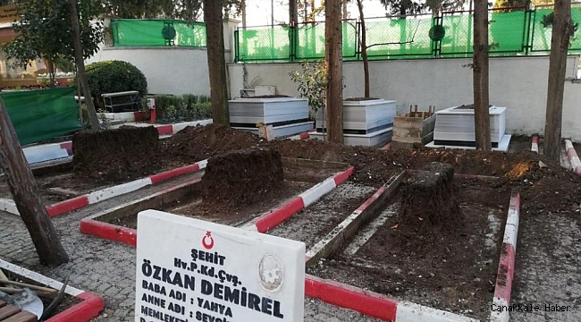 Şehit mezarları Marmara mermeri ile yenileniyor