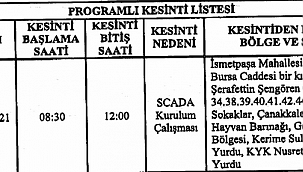 Elektrik kesintisi duyurusu