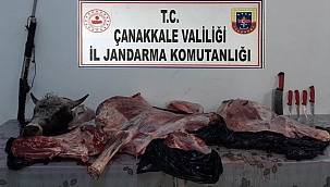 Tüfekle vurdukları hayvanı çalanlara suçüstü