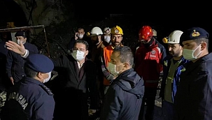 Vali Aktaş, göçük bölgesinde incelemelerde bulundu