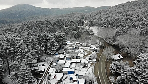 Kazdağları’nda kar manzaraları havadan görüntülendi