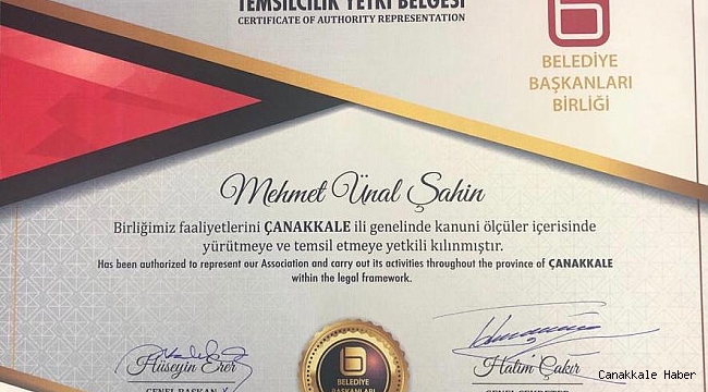 Belediye Başkanları Birliğinin Çanakkale İl Temsilcisi Şahin Getirildi