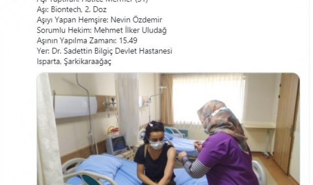 1 milyonuncu aşı Isparta&#039;da uygulandı