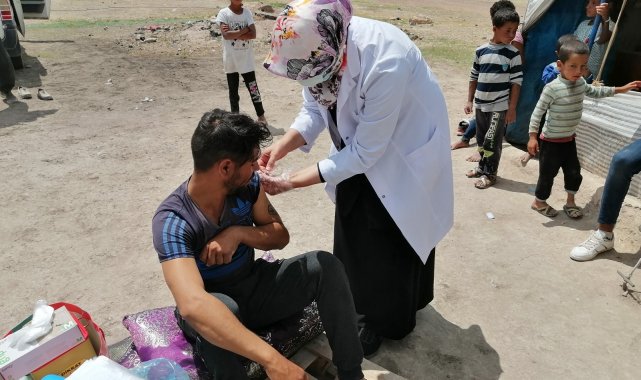 Aksaray'da tarım işçileri çadırlarında aşılandı