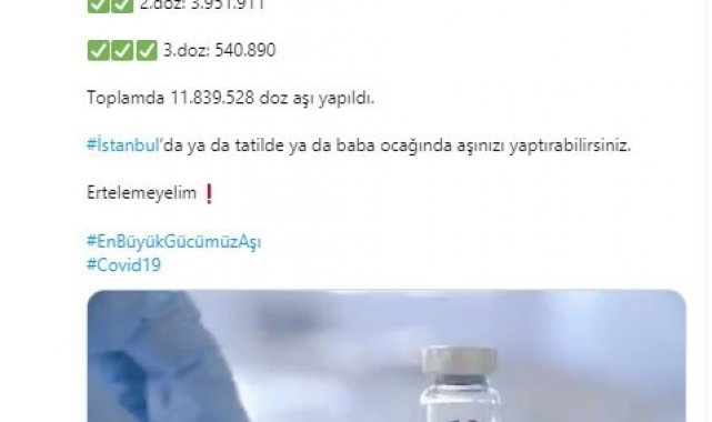 İstanbul Valisi Yerlikaya: &quot;İstanbul&#039;da aşı yüzde 63.1&#039;e ulaştı&quot;