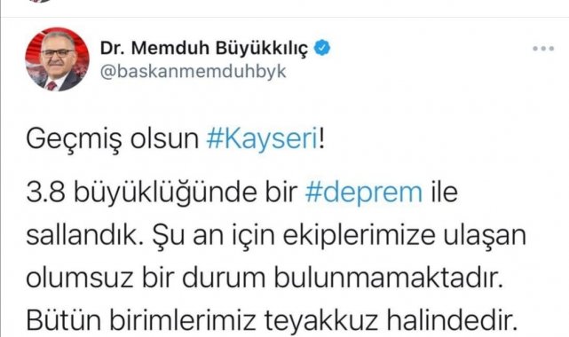 Kayseri'deki deprem