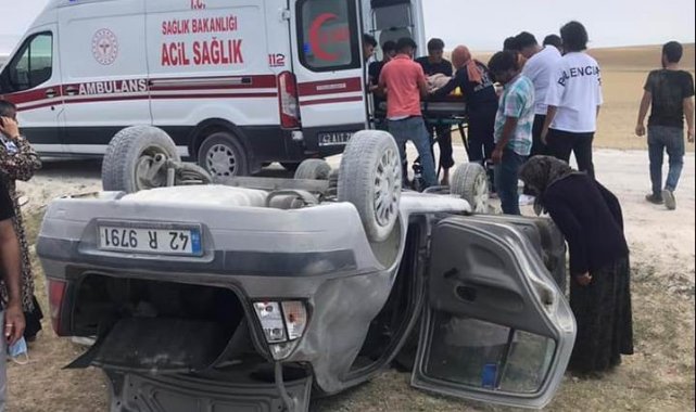 Konya&#039;da otomobil takla attı: 2 yaralı