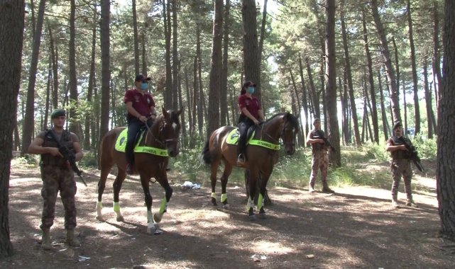 Maltepe&#039;de orman yangınlarına karşı helikopter destekli ve atlı denetim