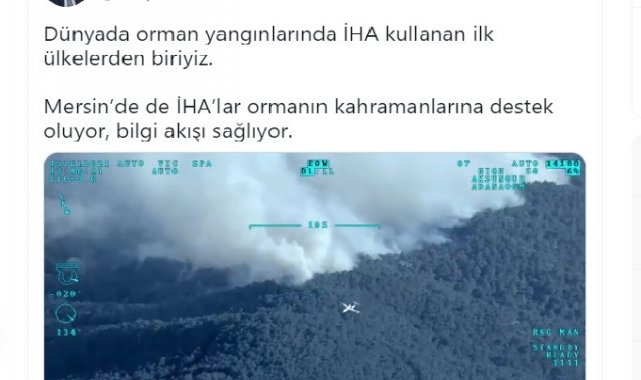 Mersin&#039;deki orman yangınına müdahaleye İHA&#039;larla destek veriliyor