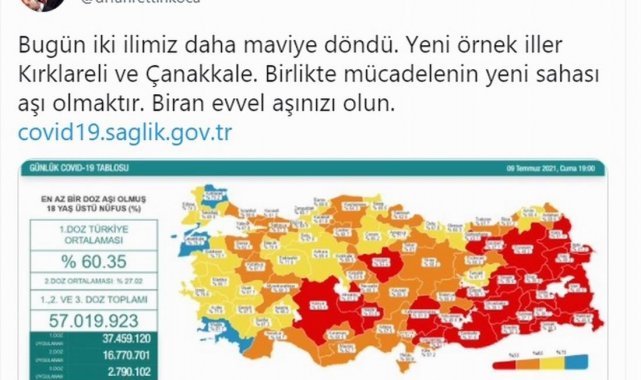Samsun&#039;un aşılama oranı yüzde 62,6